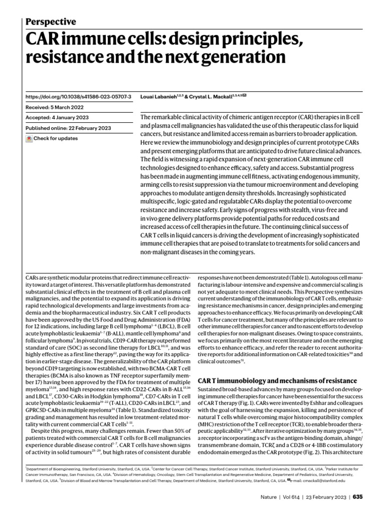 Advancements in CAR T Cell Therapy | PDF | T Cell | Lymphoma