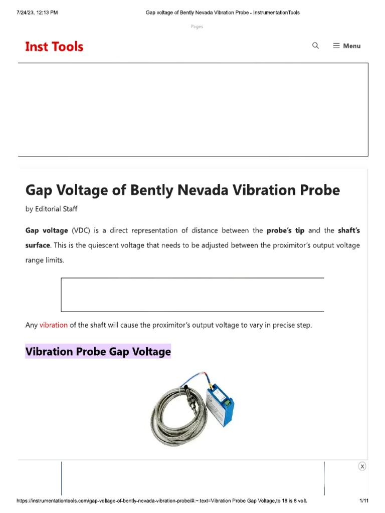 Gap Voltage of Bently Nevada Vibration Probe InstrumentationTools PDF