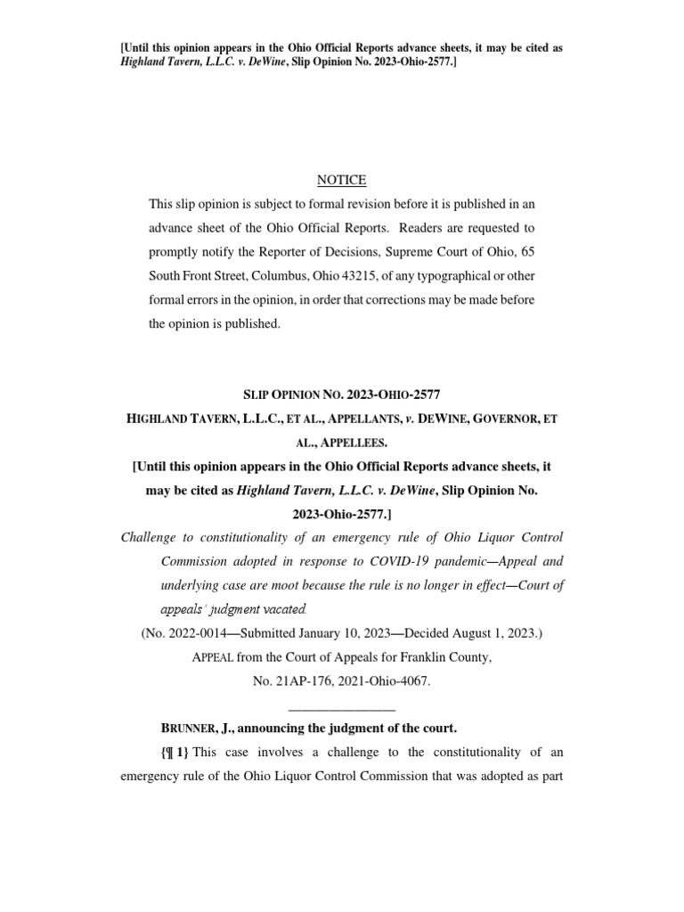 Ohio Supreme Court Rules on Liquor Control | PDF | Declaratory Judgment ...