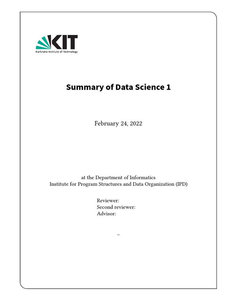 Data Science Summary | PDF