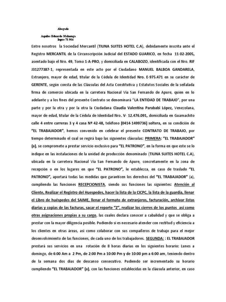 Contrato individual de trabajo a tiempo determinado euka pdf