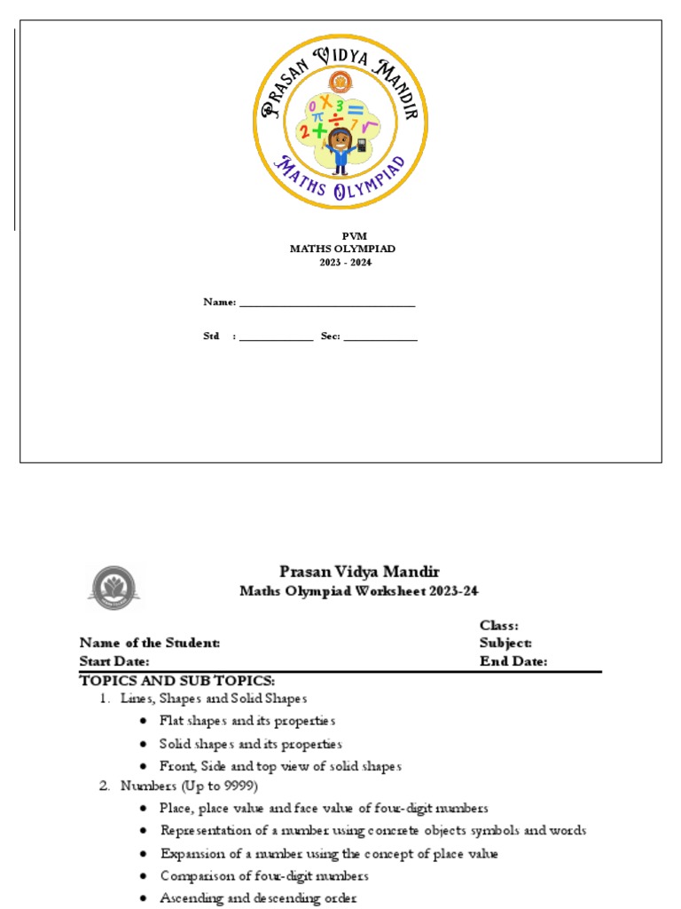 CLass 3 PVM Math Olympiad | PDF