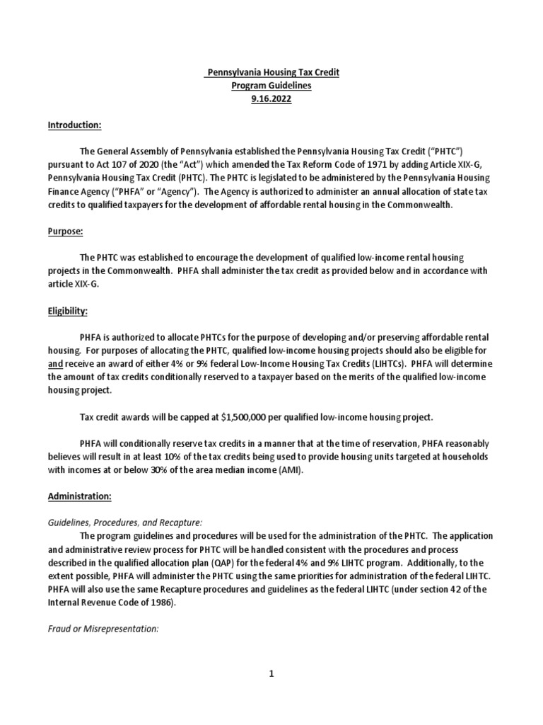 Phtc program guidelines pdf taxes tax credit