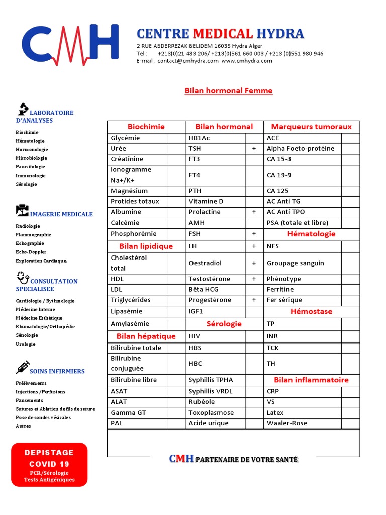 Bilan Hormonal | PDF | Spécialités médicales | Médecine clinique