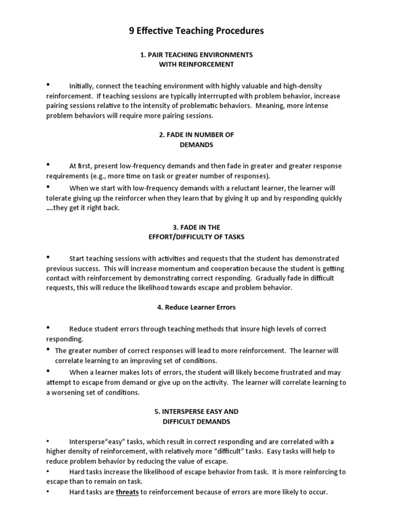 Effective Teaching Procedures With Definition2 PDF Reinforcement