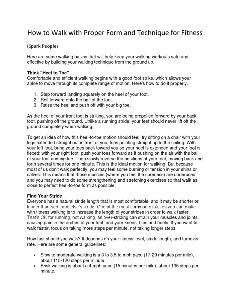 Proper Walking Form for Fitness | PDF