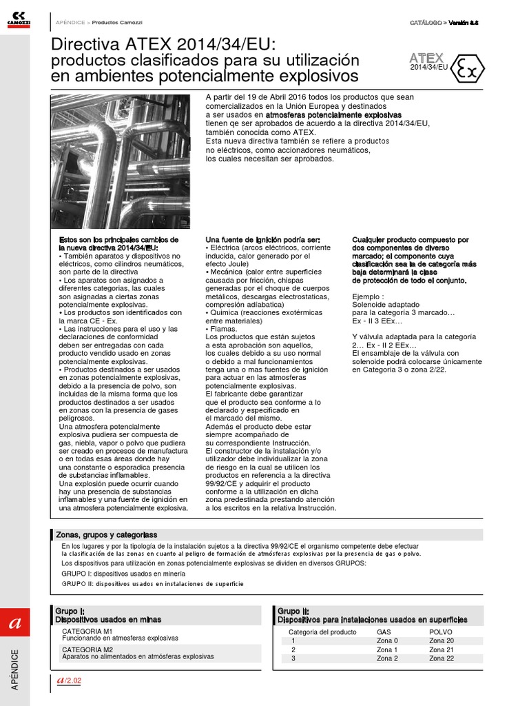 Productos Camozzi y Directiva ATEX 2014 | PDF