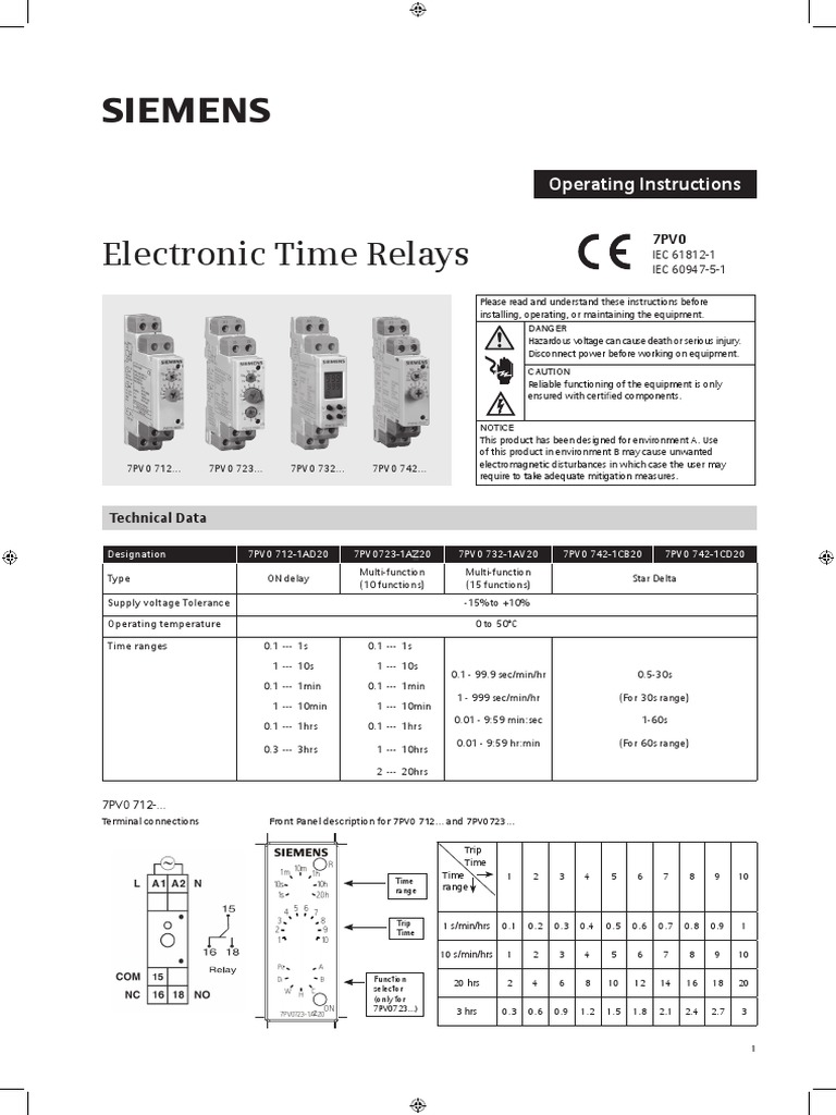 Siemens 7PV0 Timer Operating Manual | PDF | Recycling | Relay