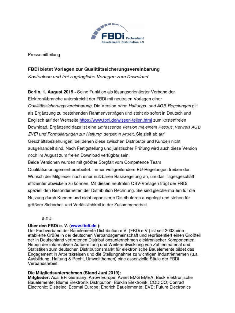Aug19 FBDi QSV Vorlagen F D | PDF