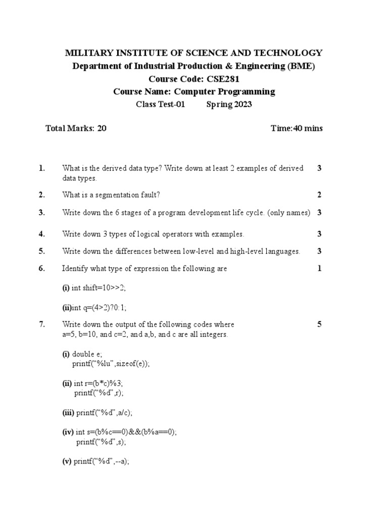 Cse sample question pdf