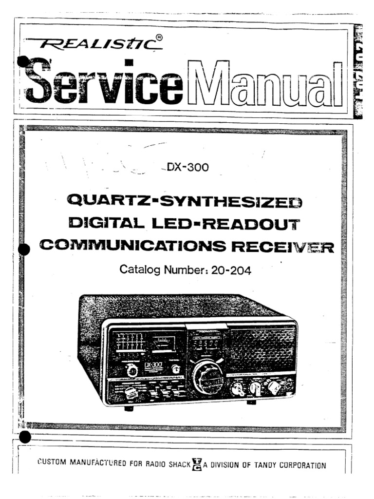 Radio Shack Realistic DX 300 Shortwave Radio Service Manual Radio
