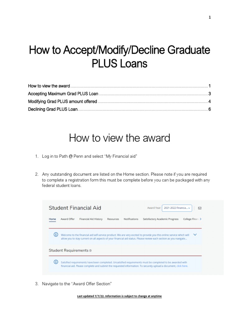 Grad PLUS Instructions Student PDF Loans Student Financial Aid In The United States