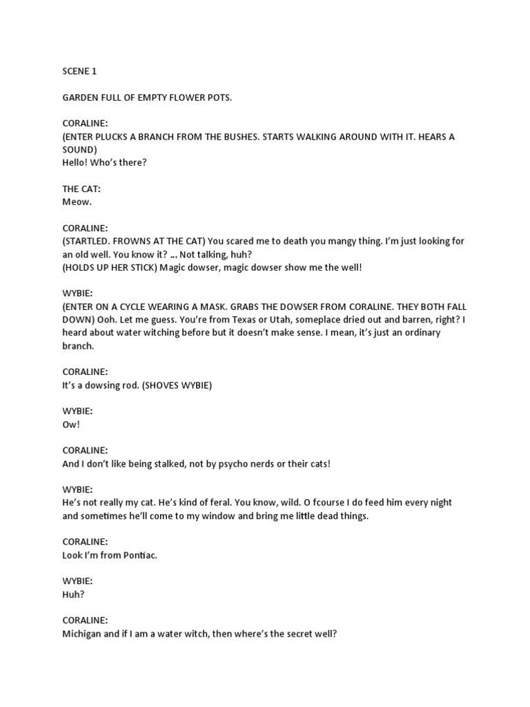 Coraline Scene 1: The Magic Dowser | PDF