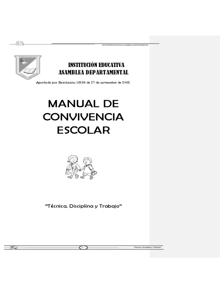 Manual de Convivencia Escolar 2023 | PDF | Educación de la primera ...