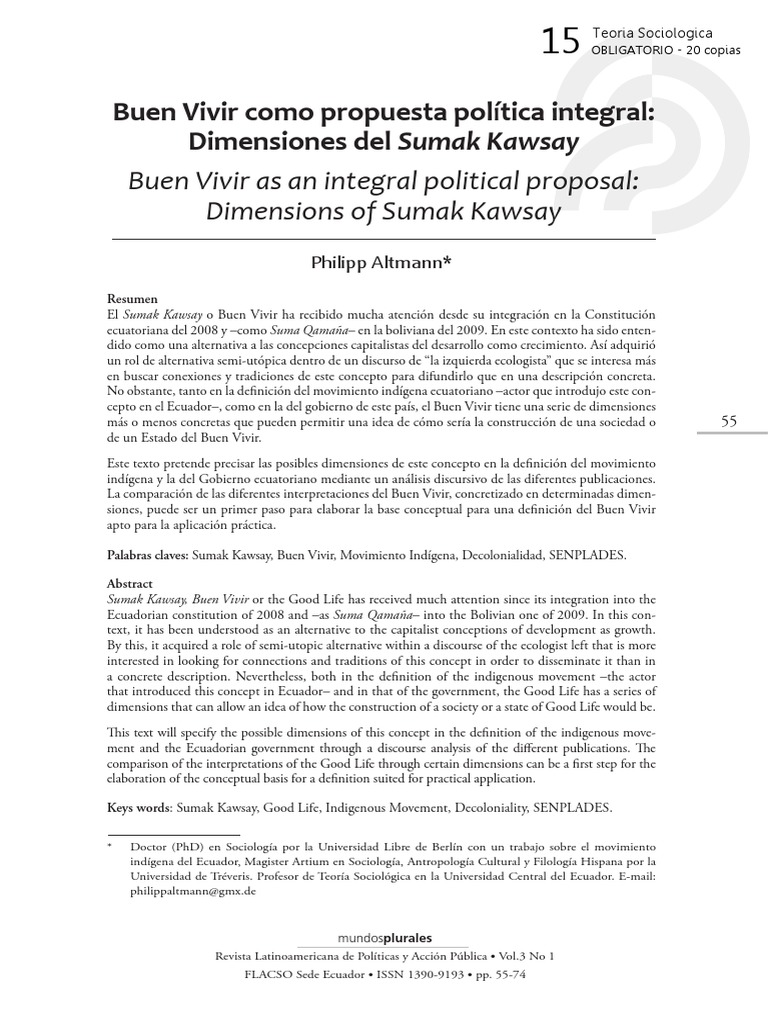 15 ALTMANN Buen Vivir Como Propuesta Política Integral Dimensiones
