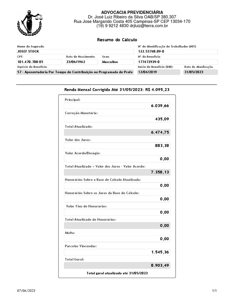 Resumo Cálculo de JOSEF STOCK PDF