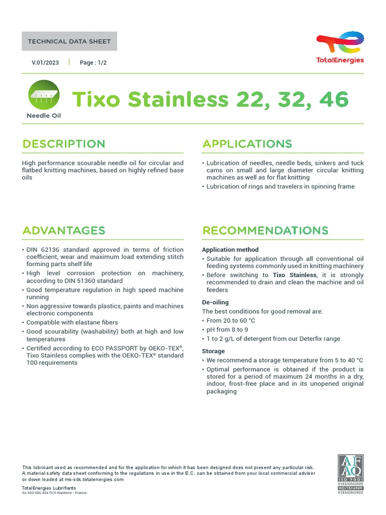 TDS - Totalenergies - Tixo Stainless 32 - Cpa - 202305 - en | PDF ...
