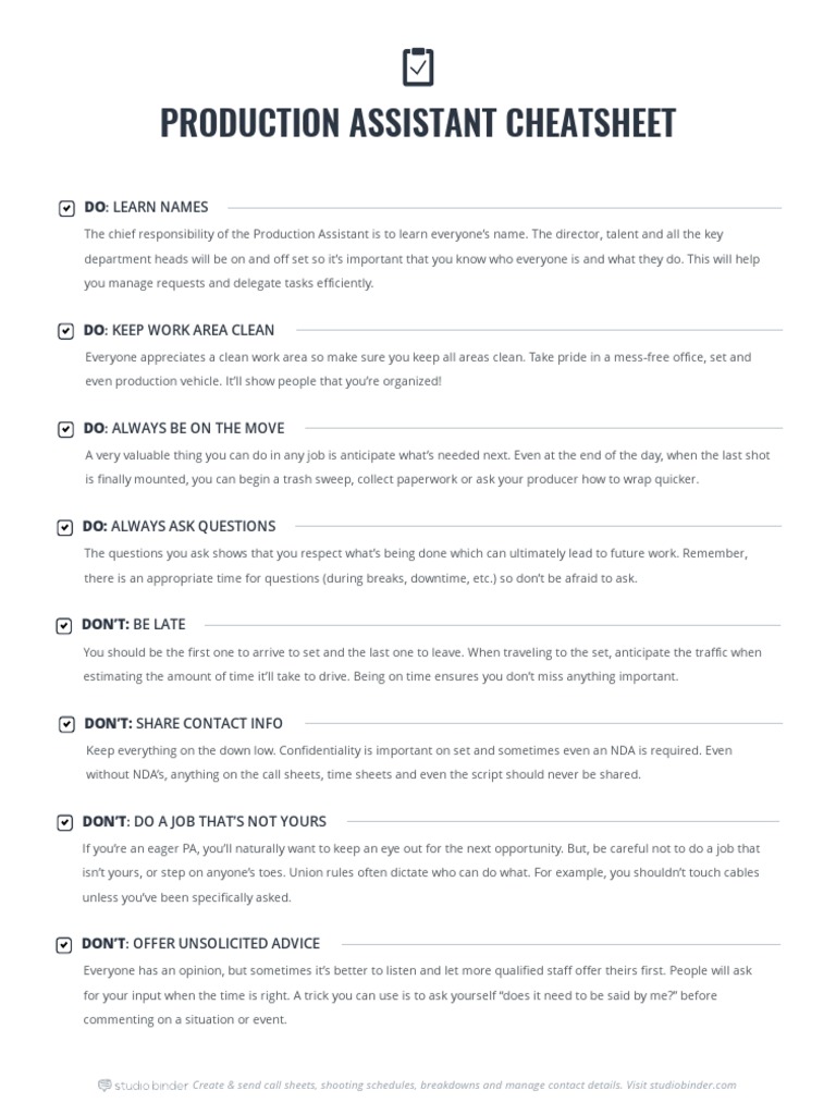 Essential Production Assistant Tips | PDF