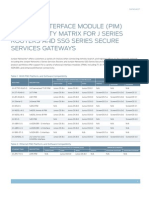 Physical Interface Module (Pim) Compatibility Matrix For J Series Routers and SSG Series Secure Services Gateways