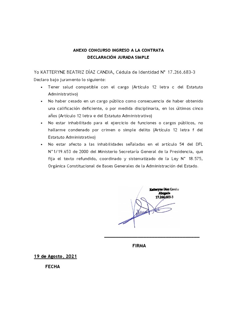 Declaracion Jurada Empleos Publicos PDF