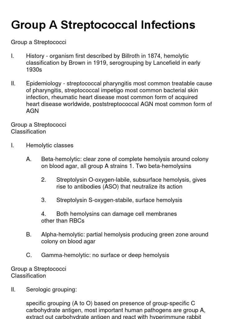 Group a Streptococcus Infections PDF Streptococcus Public Health
