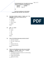 Bds Second Professional Examination 2007 Science of Dental Materials Model Paper (MCQS)