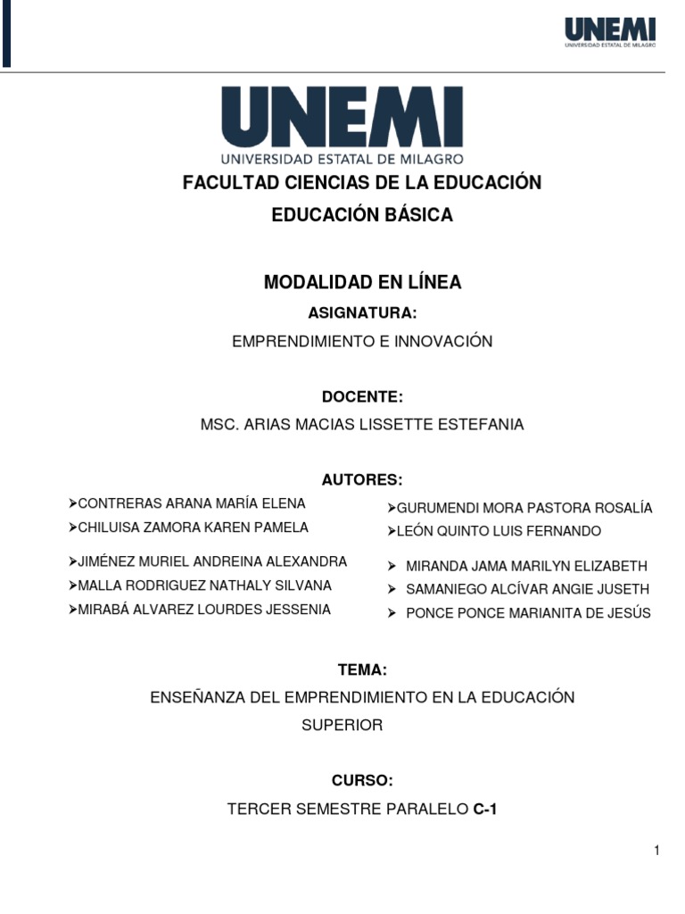 Emprendimiento en Educación Superior | PDF | Iniciativa empresarial ...