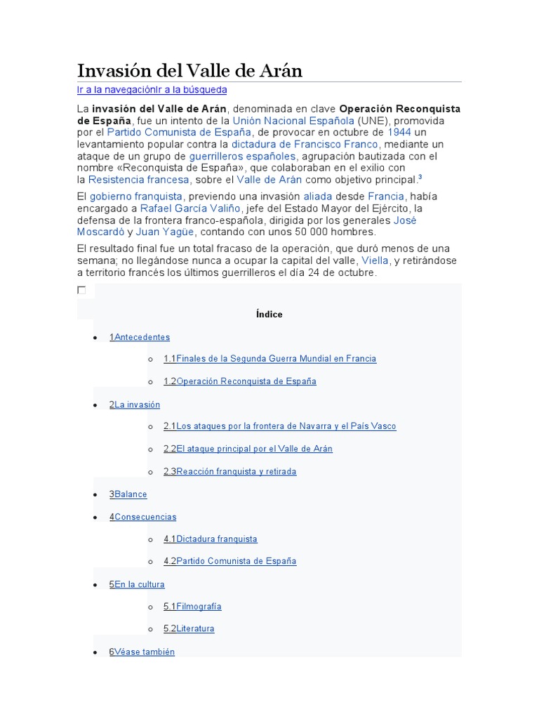 Invasión del Valle de Arán 1944 | PDF | Militar | Conflictos