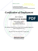 Certification of Employment-Christian Maderal