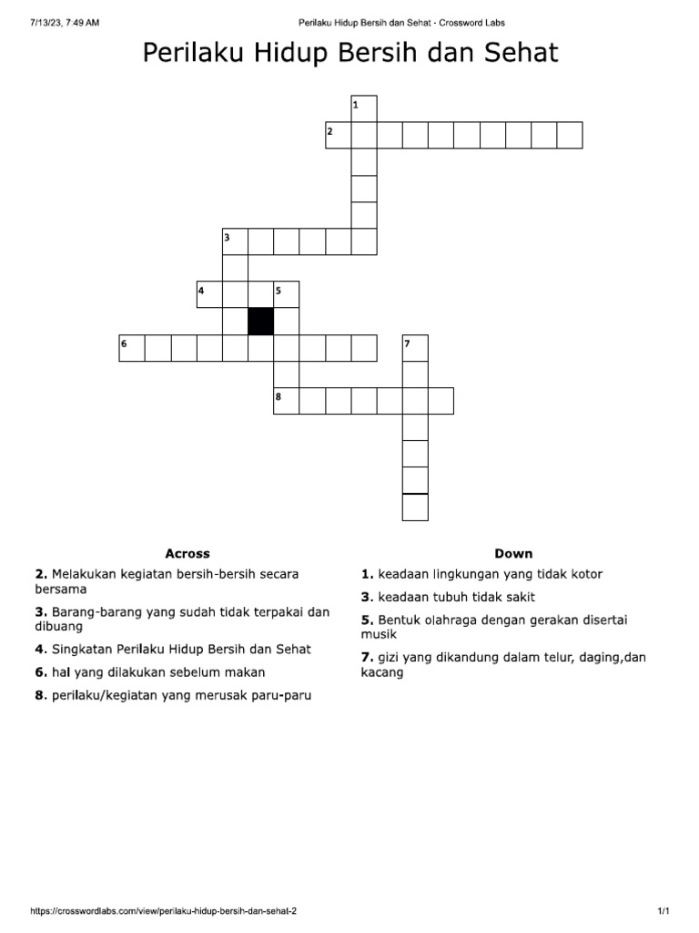 Teka Teki Silang Phbs | PDF