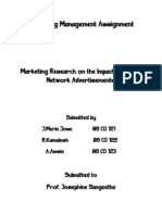 Marketing Management Assignment: Marketing Research On The Impact of Mobile Network Advertisements