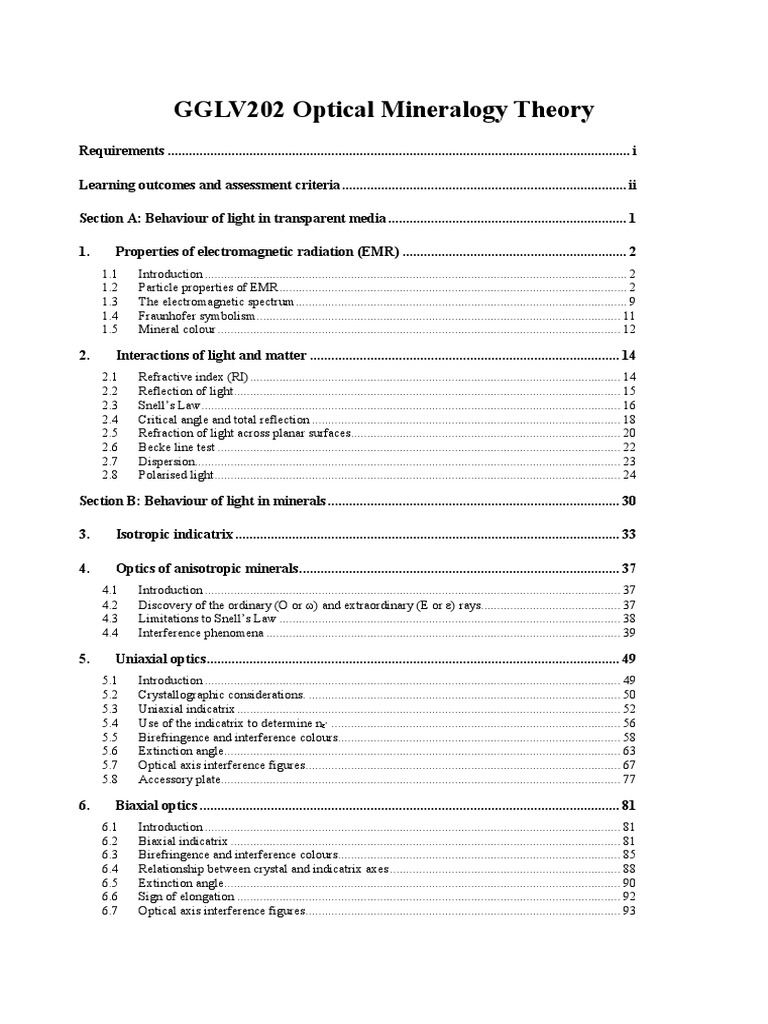 Optical Mineralogy Theory 2023 PDF