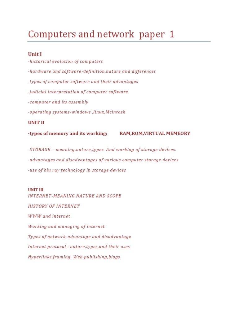 Computers and Network Paper 1 | PDF