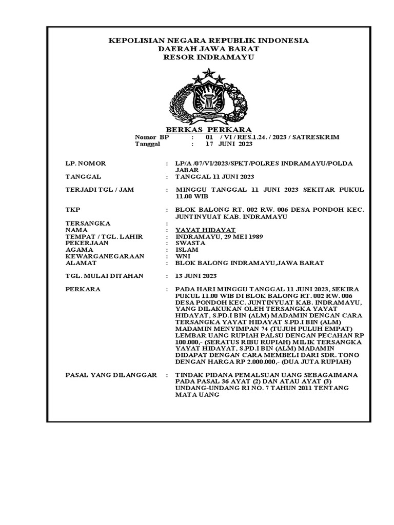 1. SAMPUL LUAR BERKAS PERKARA | PDF