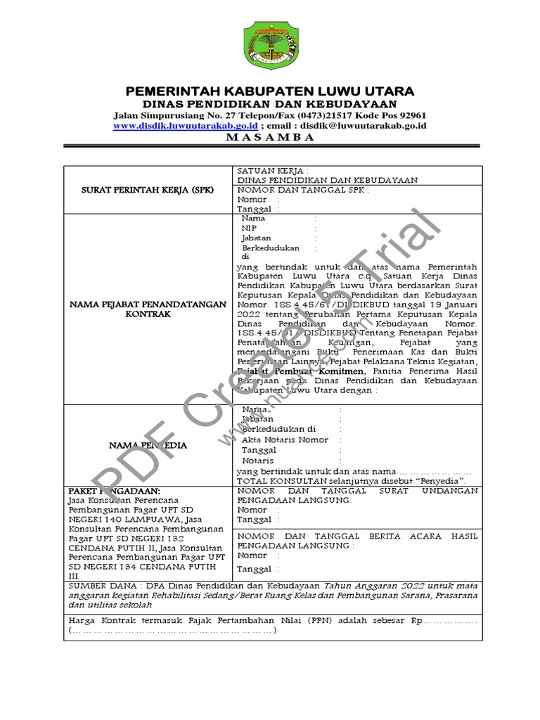 Rancangan Spk Dan Ssuspk Jasa Konsultan Perencana Pembanguna Pdf