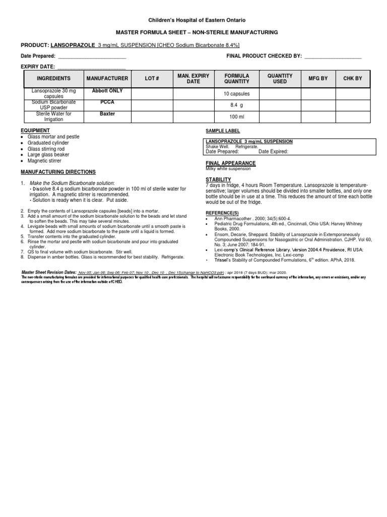 Lansoprazole Suspension PDF
