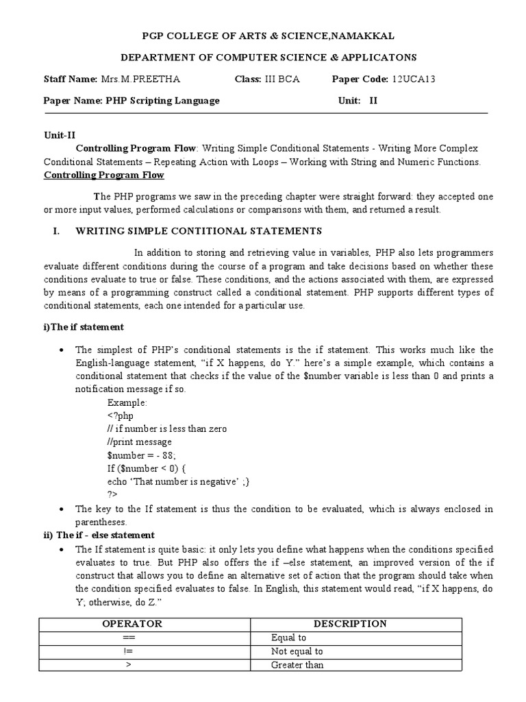 Iii Bca PHP 2 | PDF | Control Flow | Php