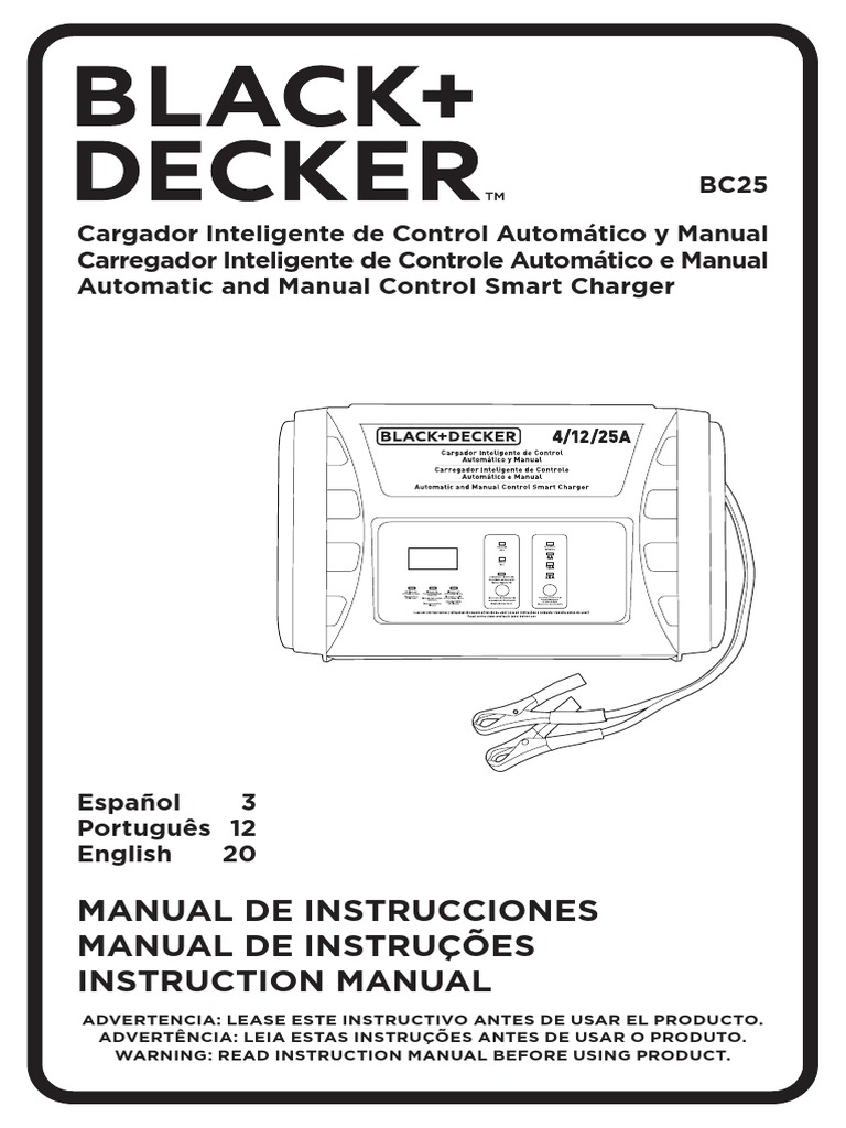 Manual Cargador de bateria inteligente Black and Decker BC25 | PDF