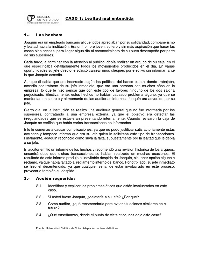 Caso 1 - Lealtad Mal Entendida | PDF