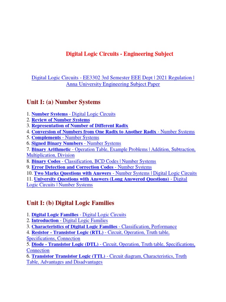 Digital Logic Circuits Circuit Diagram