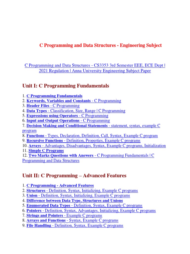 C Programming and Data Structures | PDF