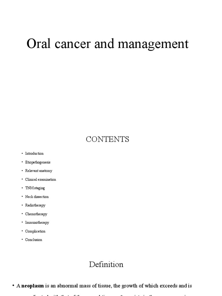 Oral Cancer: Staging and Management | PDF | Biopsy | Cancer