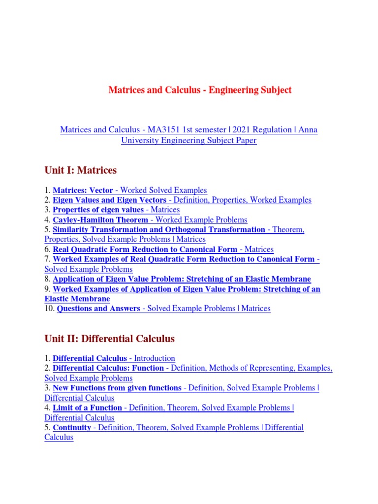 Matrices And Calculus Pdf Calculus Differential Calculus