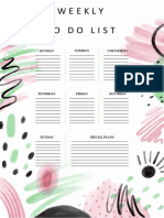 Template of Weekly To Do List