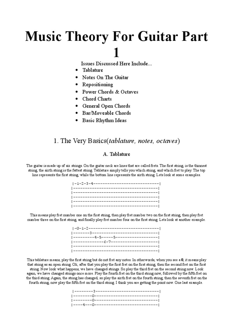 Guitar Basics: Tablature & Notes | PDF