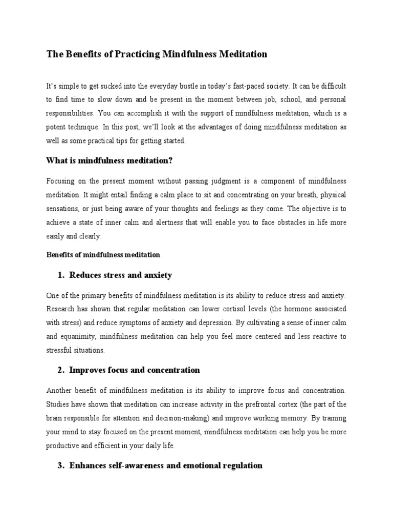 Document (1) (21) The Benefits of Practicing Mindfulness Meditation PDF