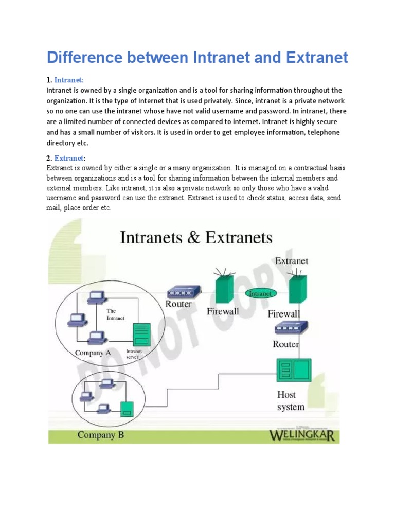 Difference Between Intranet and Extranet | PDF