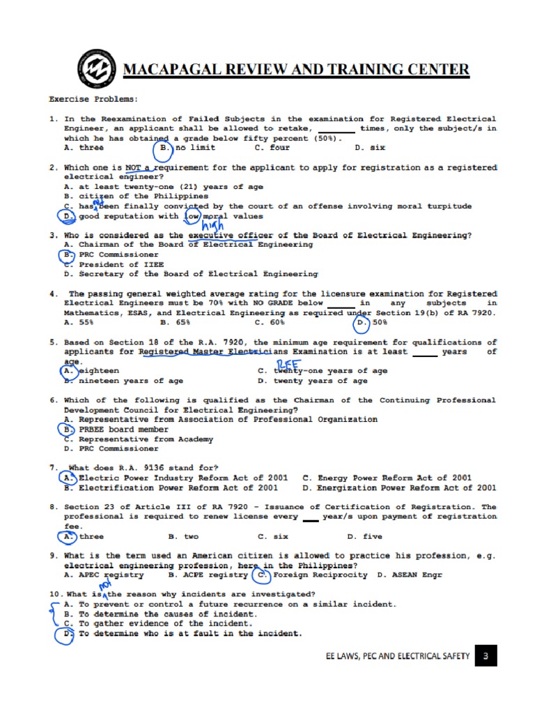EE Laws and PEC1 Answered | PDF