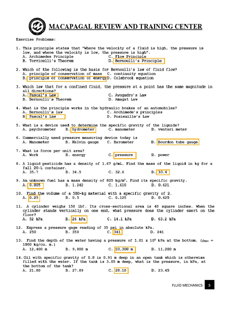 FluidQuestions - ANSWER | PDF