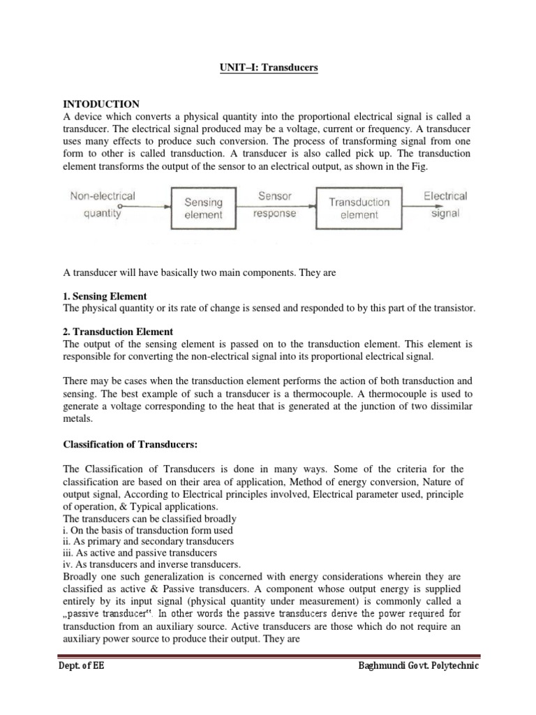 Active vs Passive Transducers Explained | PDF | Capacitor | Electrical ...